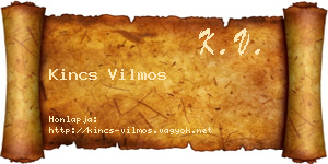 Kincs Vilmos névjegykártya